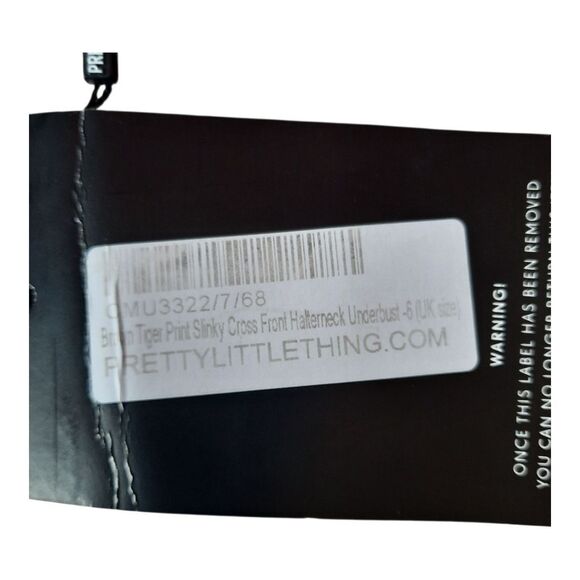 PrettyLittleThing Tiger Print Jersey Halter Top - Picture 3 of 4